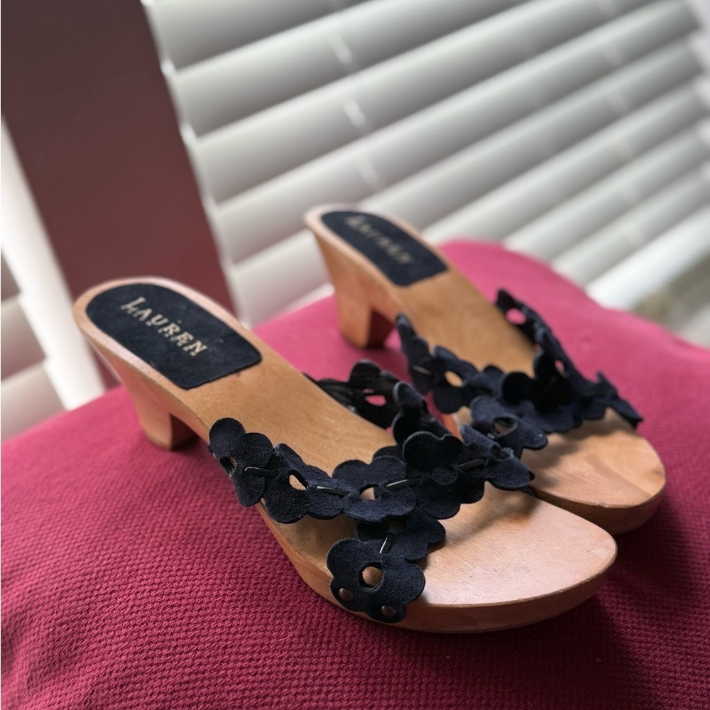 Ralph Lauren Dark Blue Floral Women's Sandals - Picture 5 of 8